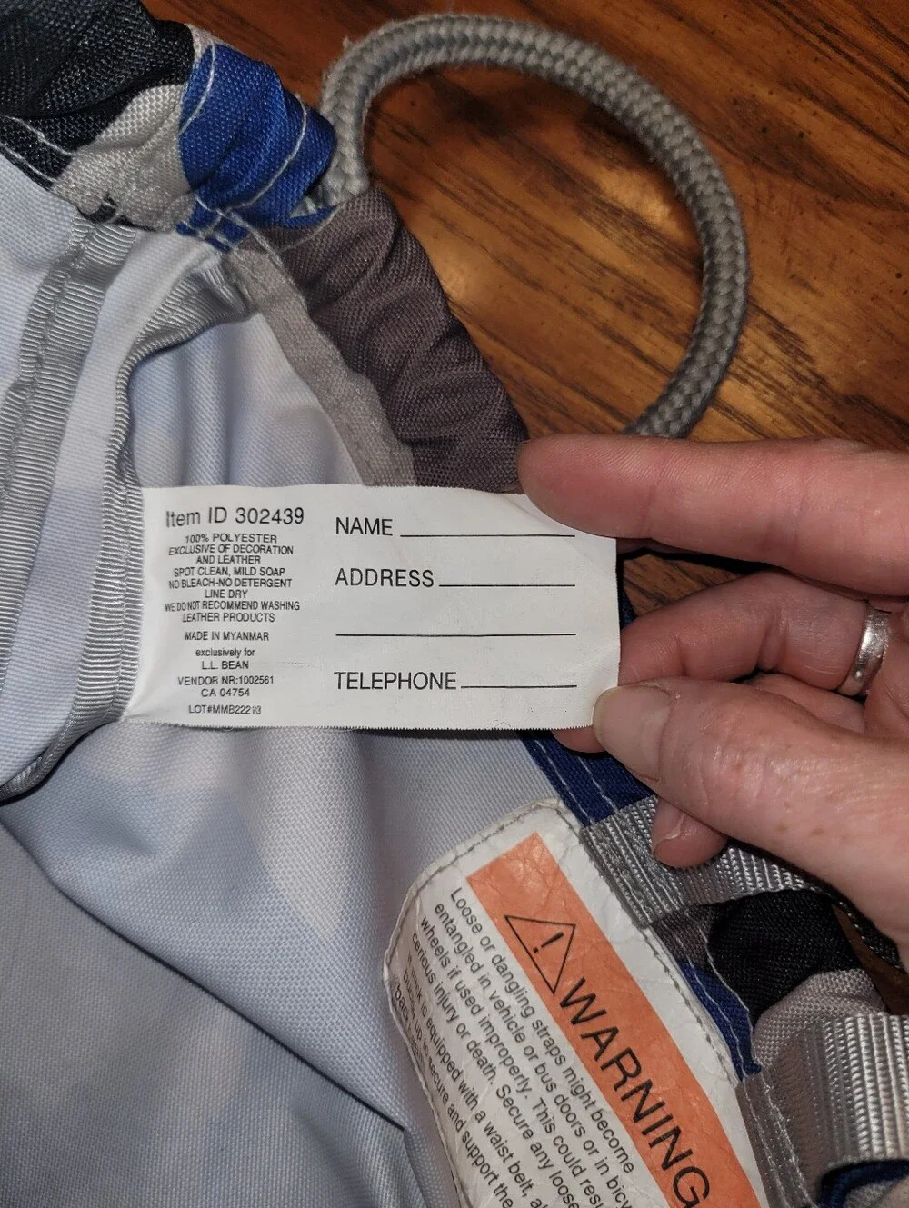 L.L. Bean Everyday Kids Camo Drawstring Bag Mesh Pocket Blue.